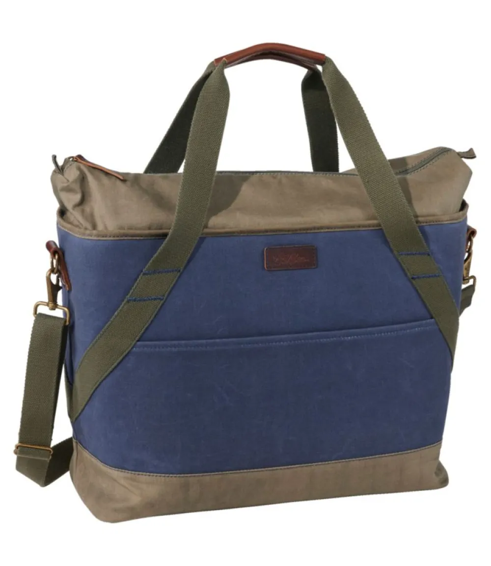 "Insulated Waxed-Canvas Tote, Large"-L.L.Bean Clearance