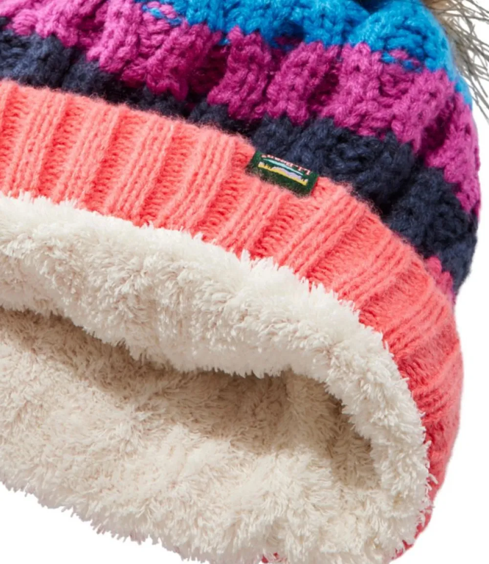 "Kids' Cozy Striped Cable Pom Hat"-L.L.Bean Hot