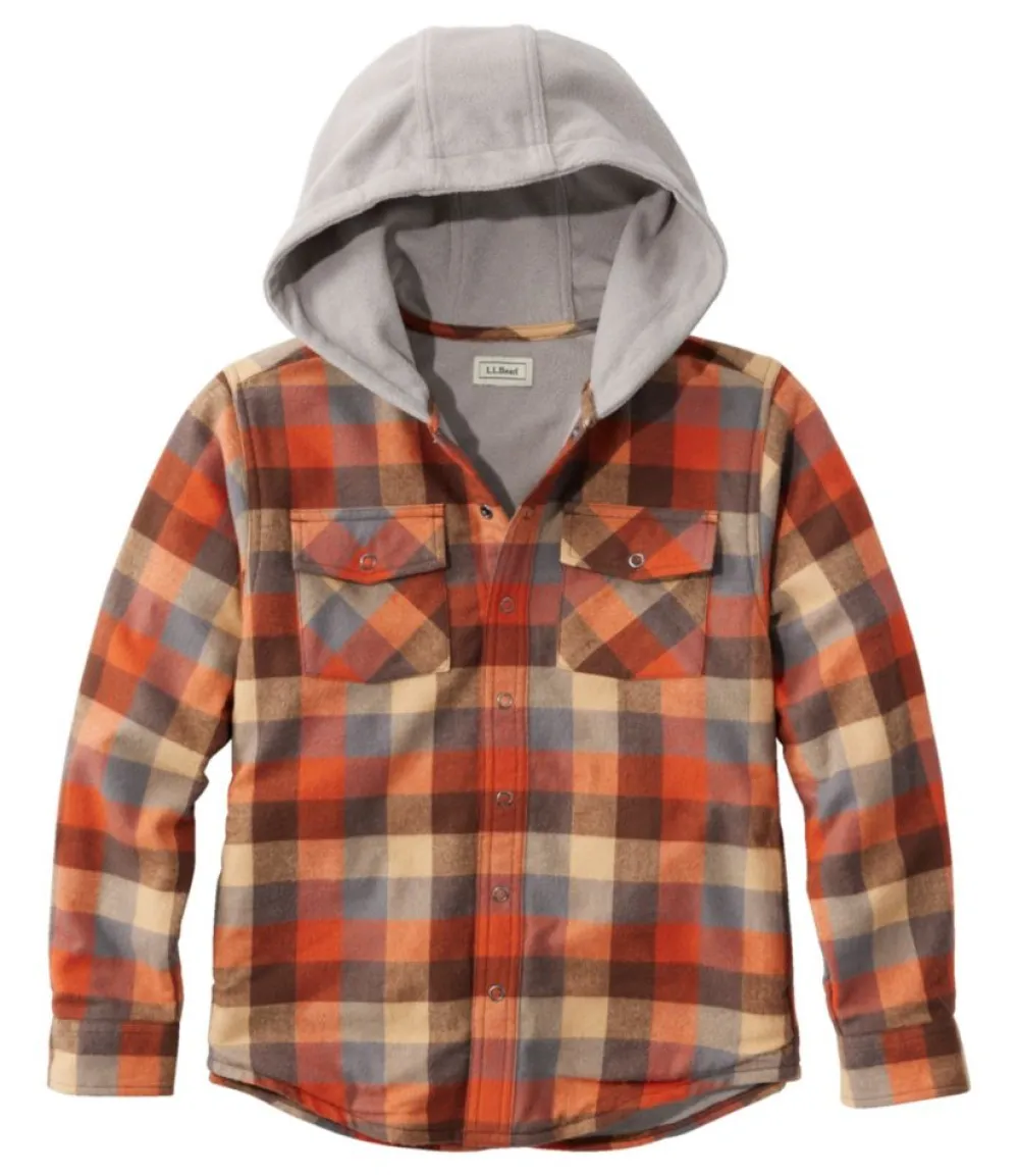 "Kids' Fleece-Lined Flannel Shirt, Hooded Plaid"-L.L.Bean Best Sale