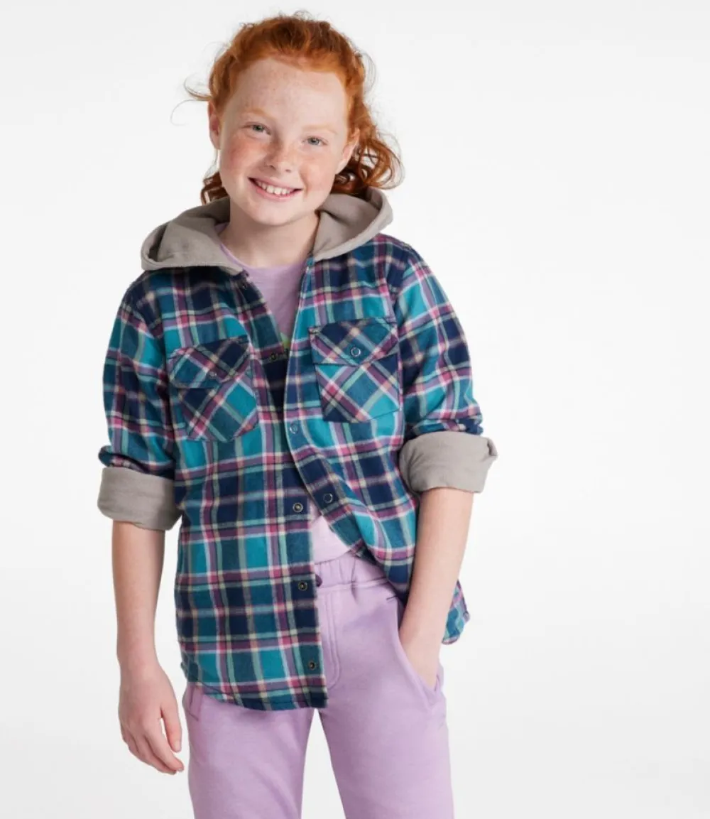 "Kids' Fleece-Lined Flannel Shirt, Hooded Plaid"-L.L.Bean Best Sale