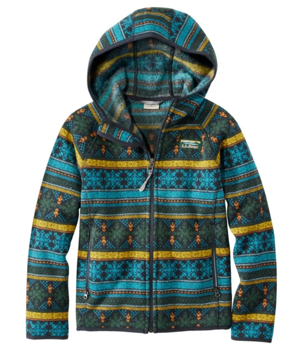 "Kids' Sweater Fleece, Hooded Print"-L.L.Bean Hot