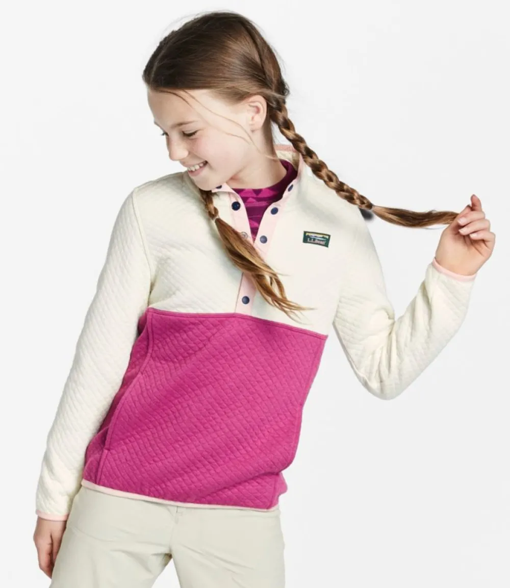 "Kids' Quilted Quarter-Snap Pullover, Colorblock"-L.L.Bean Shop