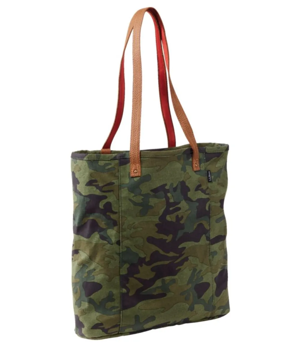 "Leather-Handle Essential Tote Bag, Print"-L.L.Bean Store