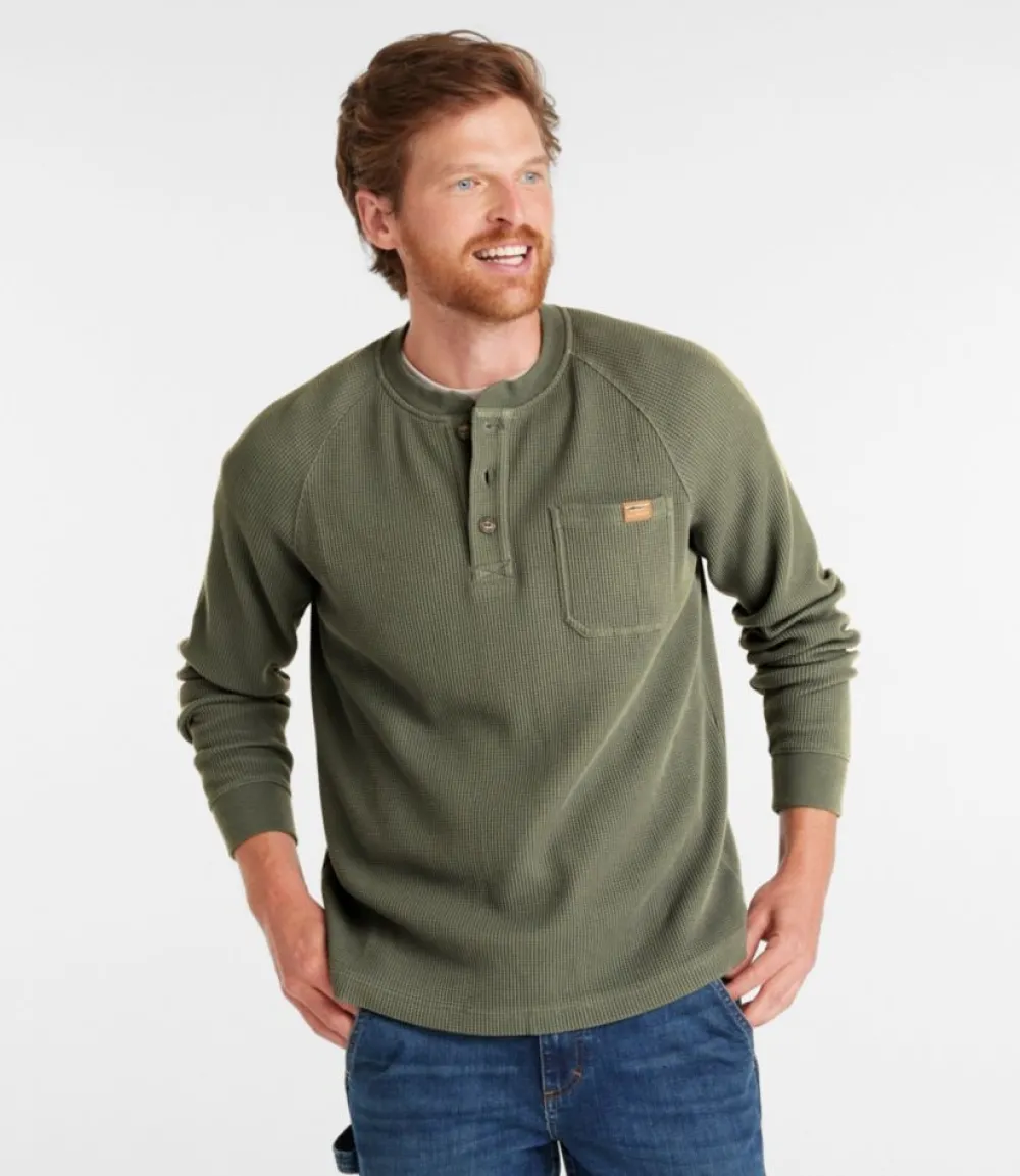 "Men's BeanBuilt Waffle Henley, Traditional Untucked Fit"-L.L.Bean Clearance