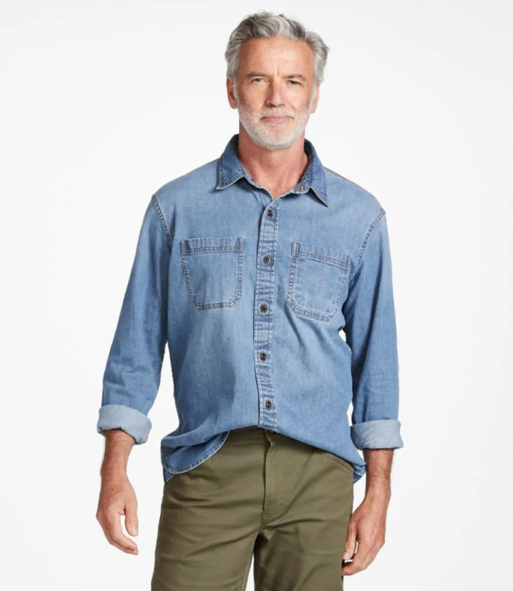 "Men's BeanFlex® Denim Shirt, Traditional Untucked Fit"-L.L.Bean Sale