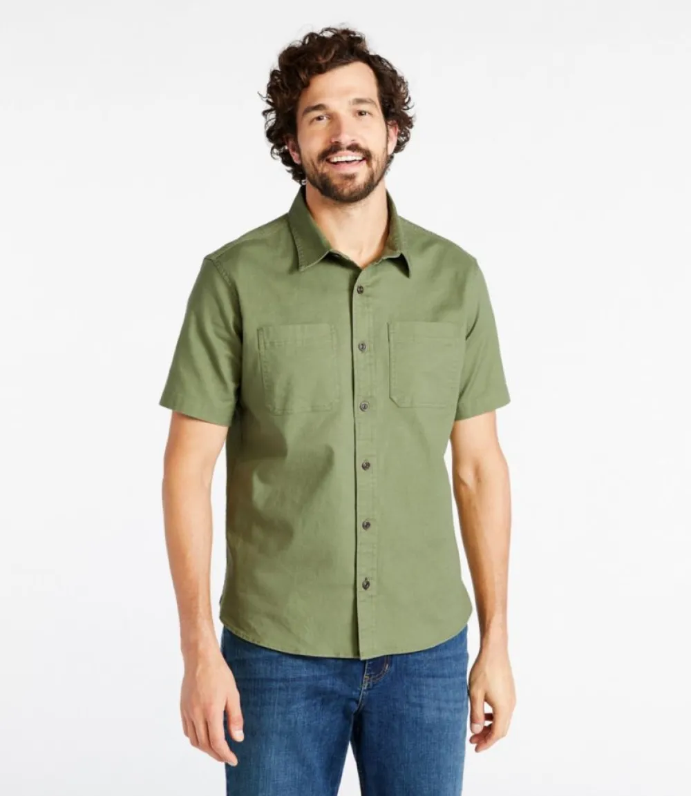 "Men's BeanFlex® Twill Shirt, Traditional Untucked Fit, Short-Sleeve"-L.L.Bean Clearance