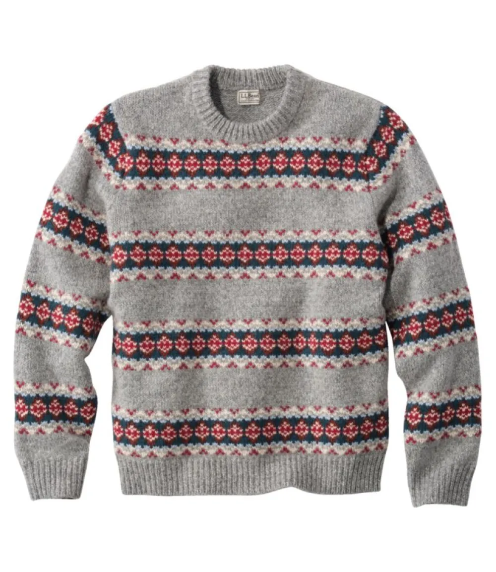 "Men's Bean's Classic Ragg Wool Sweater, Crewneck, Fair Isle"-L.L.Bean New