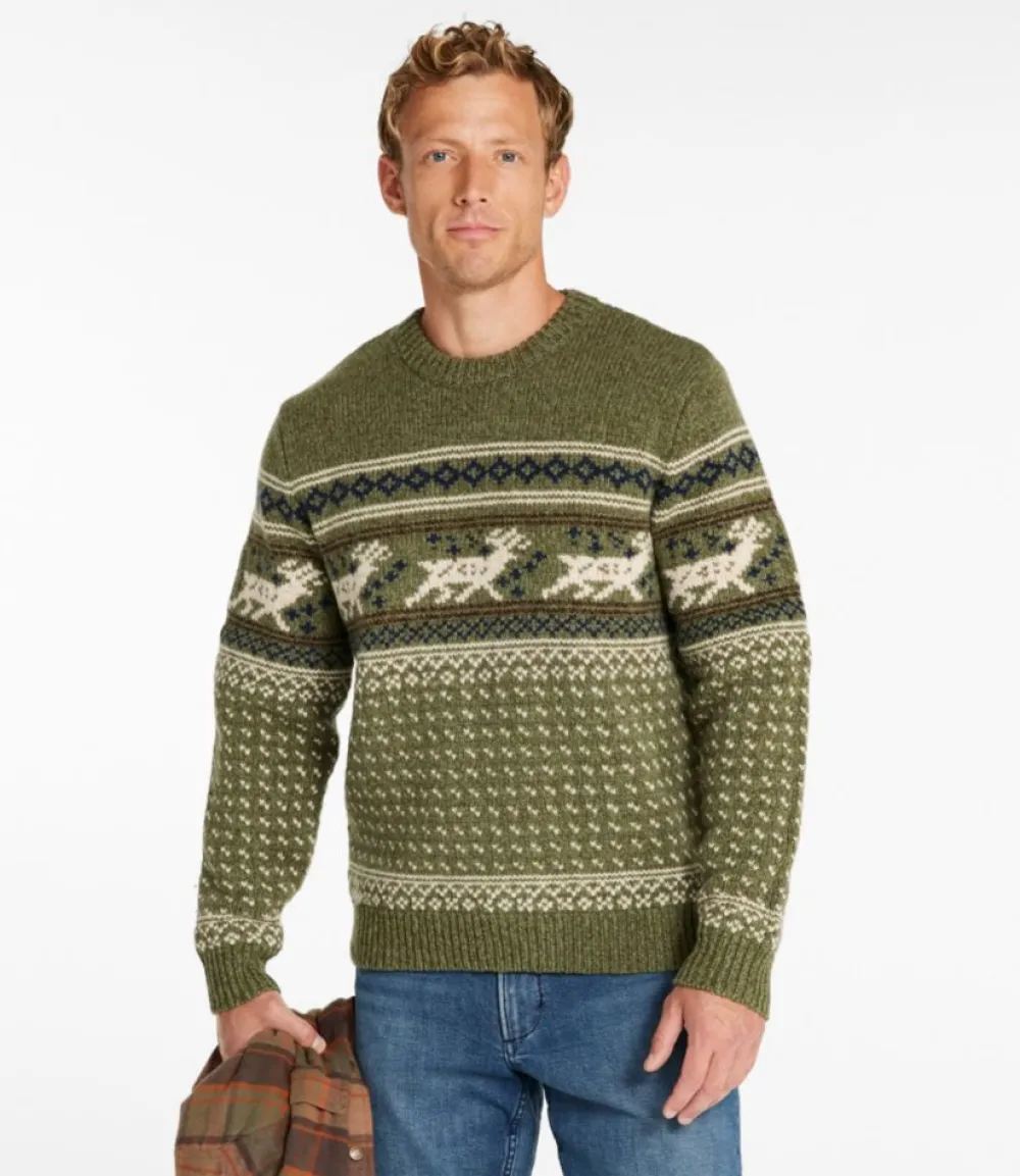 "Men's Bean's Classic Ragg Wool Sweater, Crewneck, Fair Isle"-L.L.Bean New