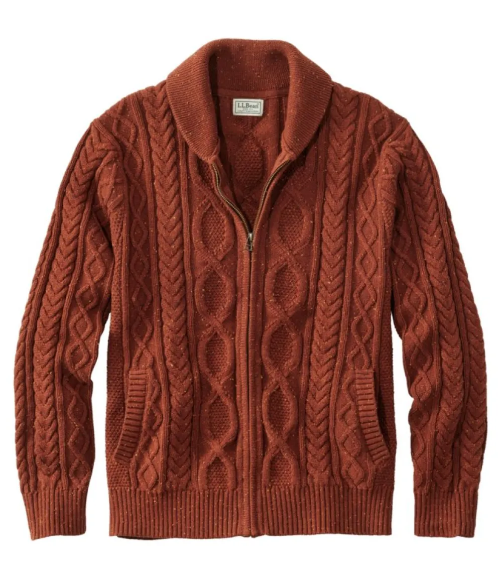 "Men's Bean's Heritage Soft Cotton Fisherman Sweater, Full-Zip"-L.L.Bean Hot