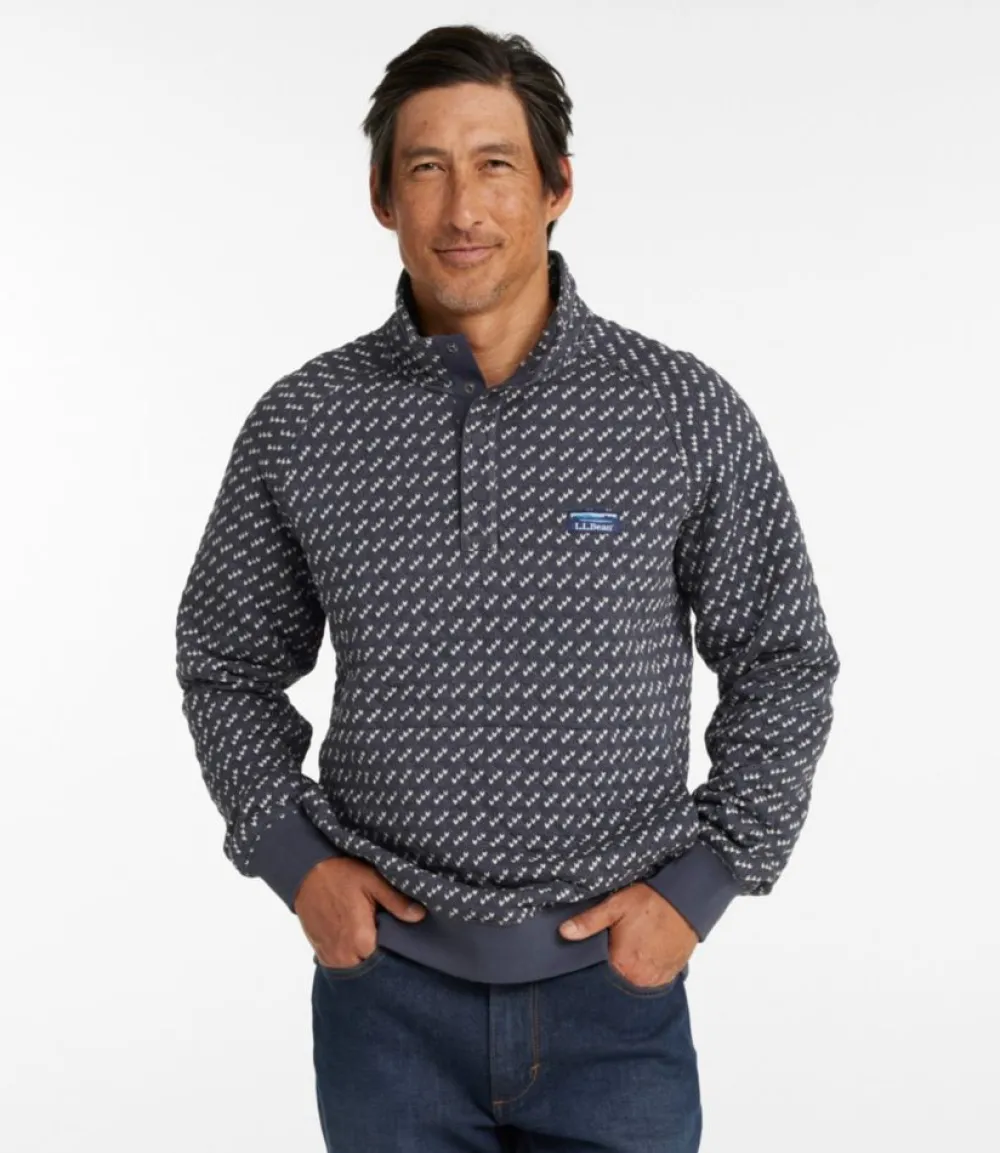 "Men's Bean's Quilted Sweatshirt, Mockneck, Print"-L.L.Bean Cheap