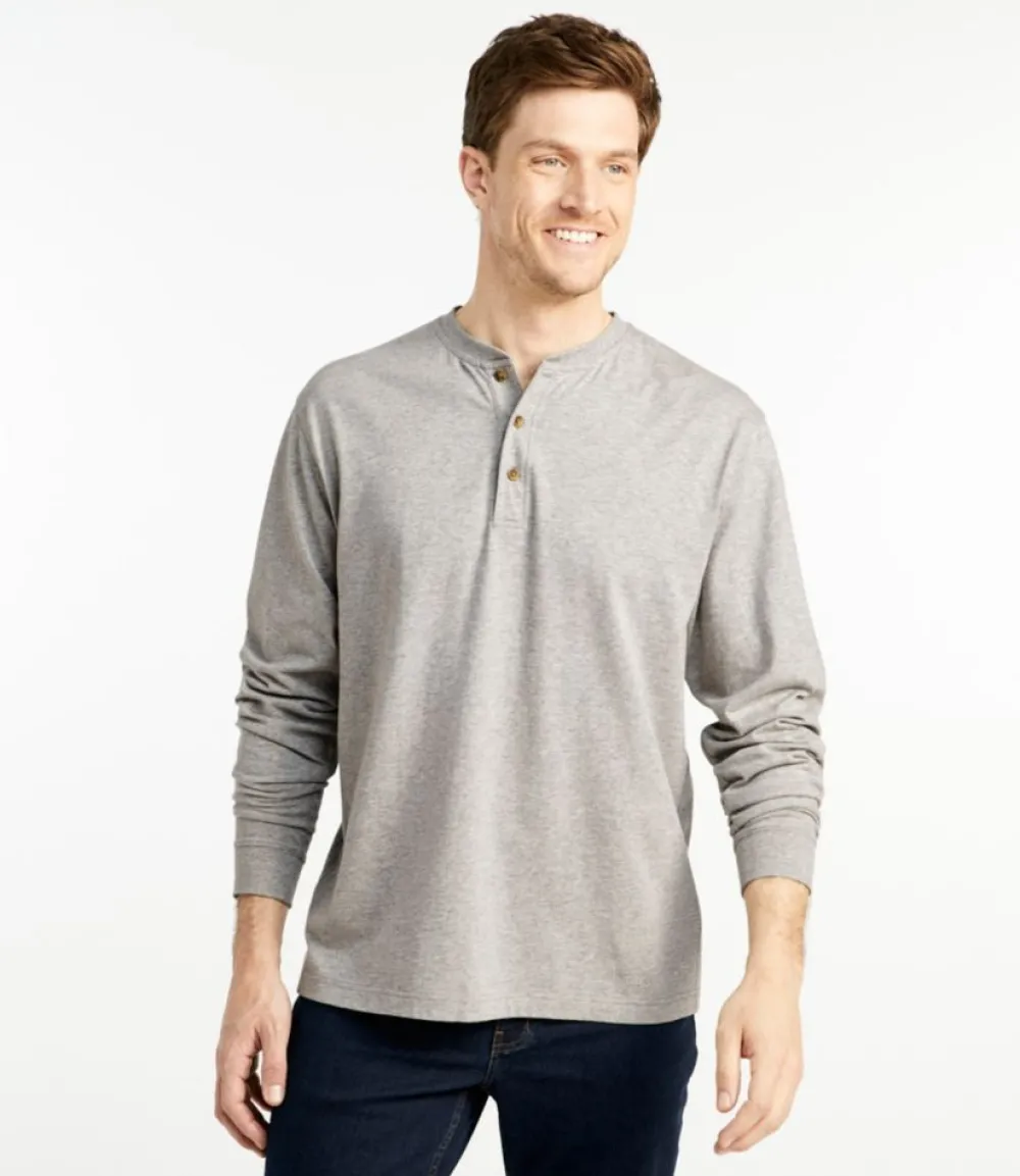 "Men's Carefree Unshrinkable Tee, Traditional Fit, Long-Sleeve Henley"-L.L.Bean Fashion