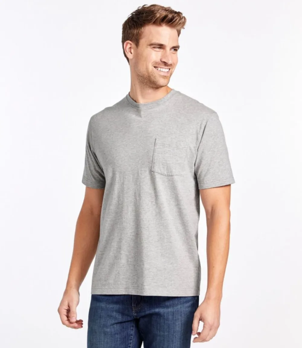 "Men's Carefree Unshrinkable Tee with Pocket, Traditional Fit"-L.L.Bean Hot