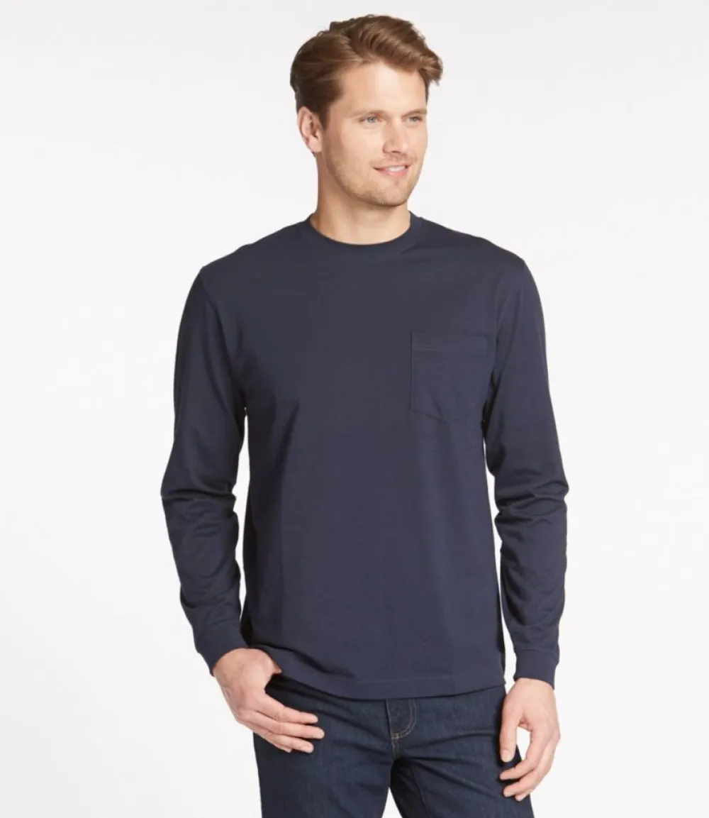 "Men's Carefree Unshrinkable Tee with Pocket, Traditional Fit, Long-Sleeve"-L.L.Bean Cheap