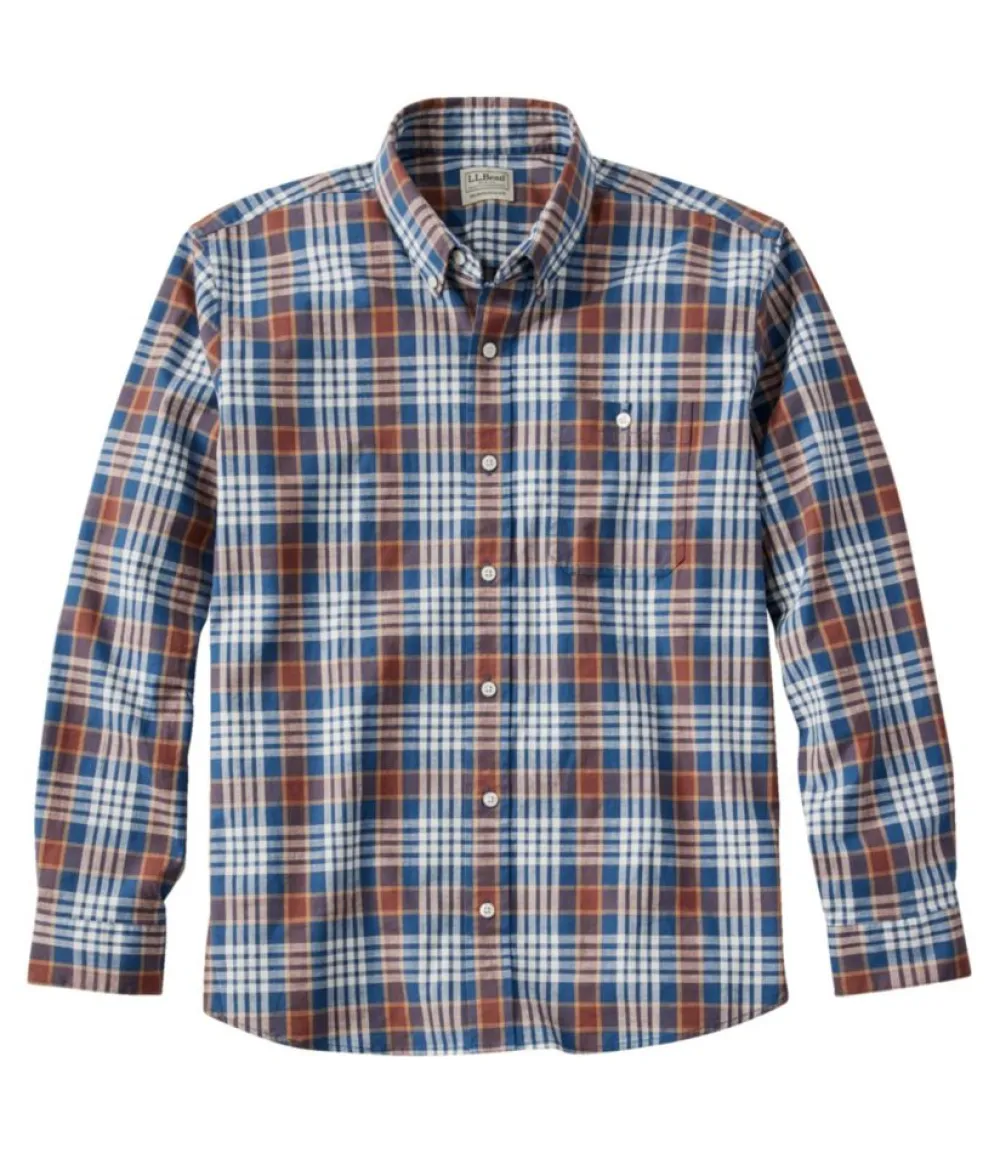 "Men's Comfort Stretch Chambray Shirt, Traditional Untucked Fit, Long-Sleeve, Print"-L.L.Bean Cheap