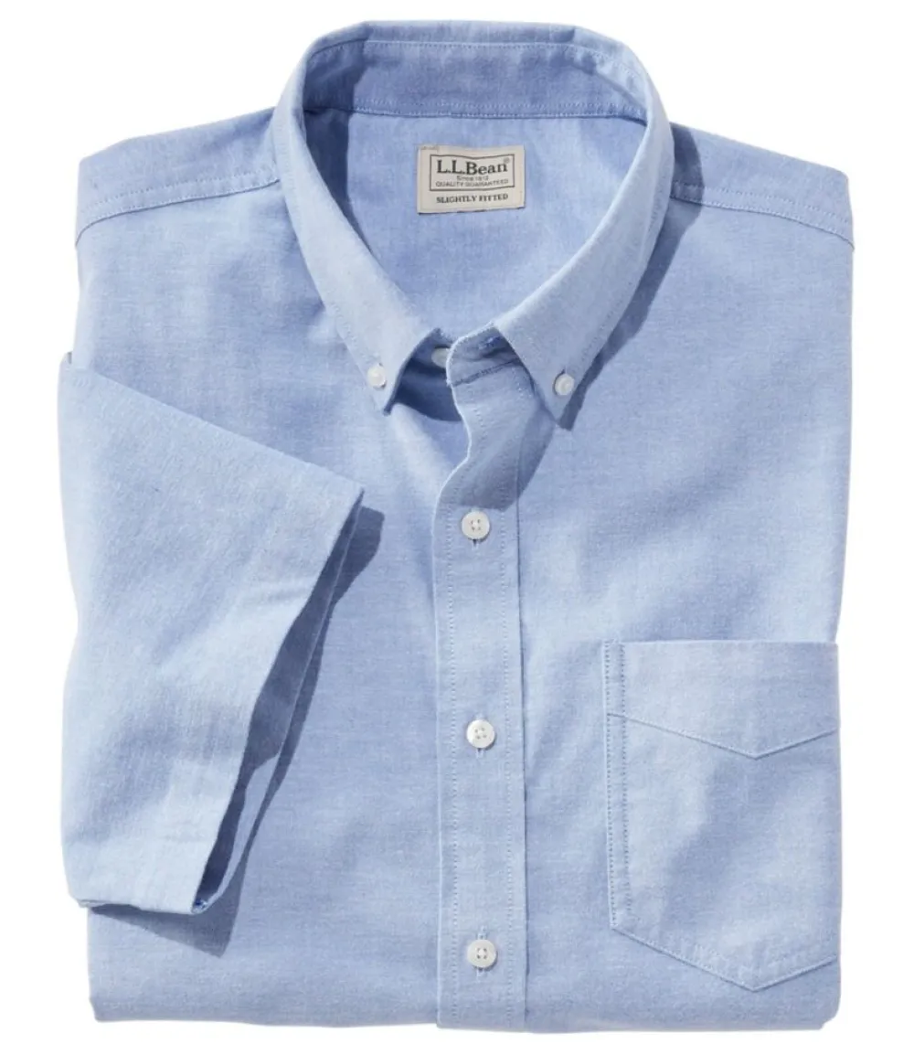 "Men's Comfort Stretch Oxford Shirt, Slightly Fitted Untucked Fit, Short-Sleeve"-L.L.Bean Hot