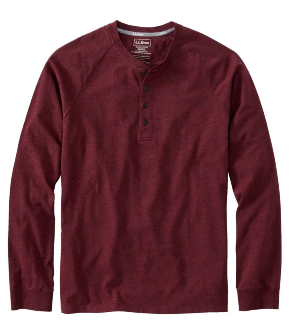 "Men's Comfort Stretch Pima Tee Shirt, Long-Sleeve Henley"-L.L.Bean Sale