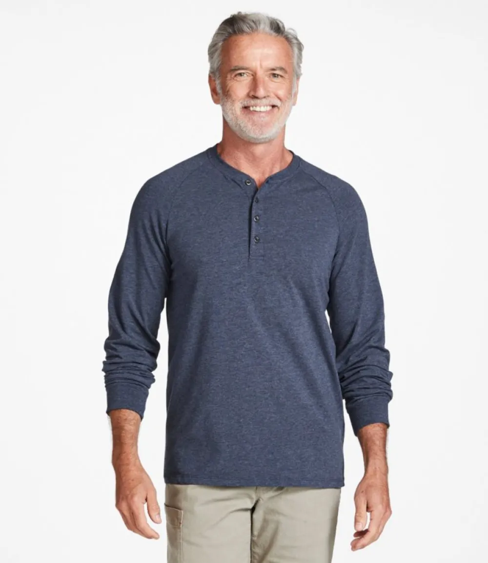 "Men's Comfort Stretch Pima Tee Shirt, Long-Sleeve Henley"-L.L.Bean Sale