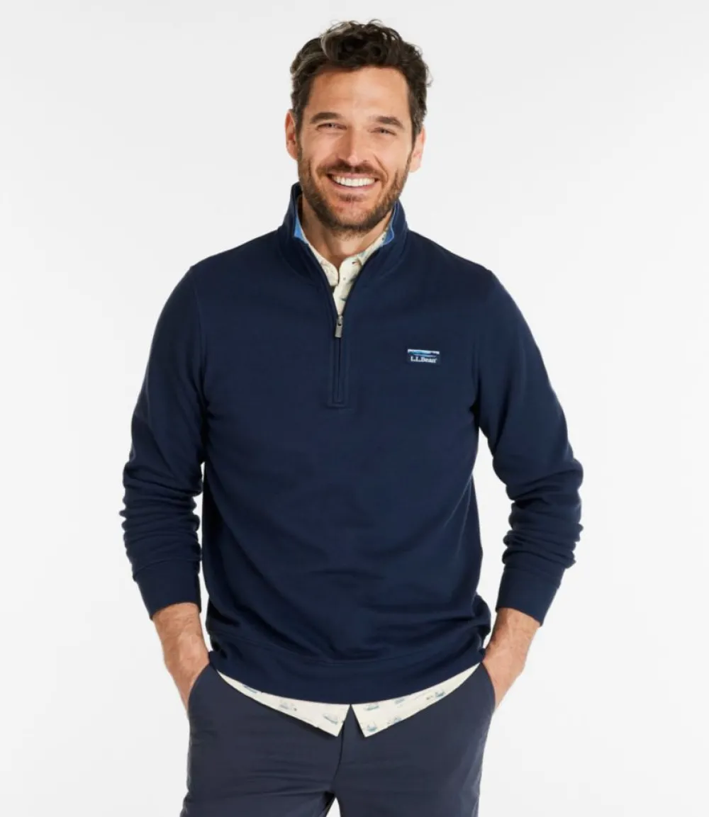 "Men's Comfort Stretch Piqué Quarter Zip Pullover, Long-Sleeve"-L.L.Bean Flash Sale