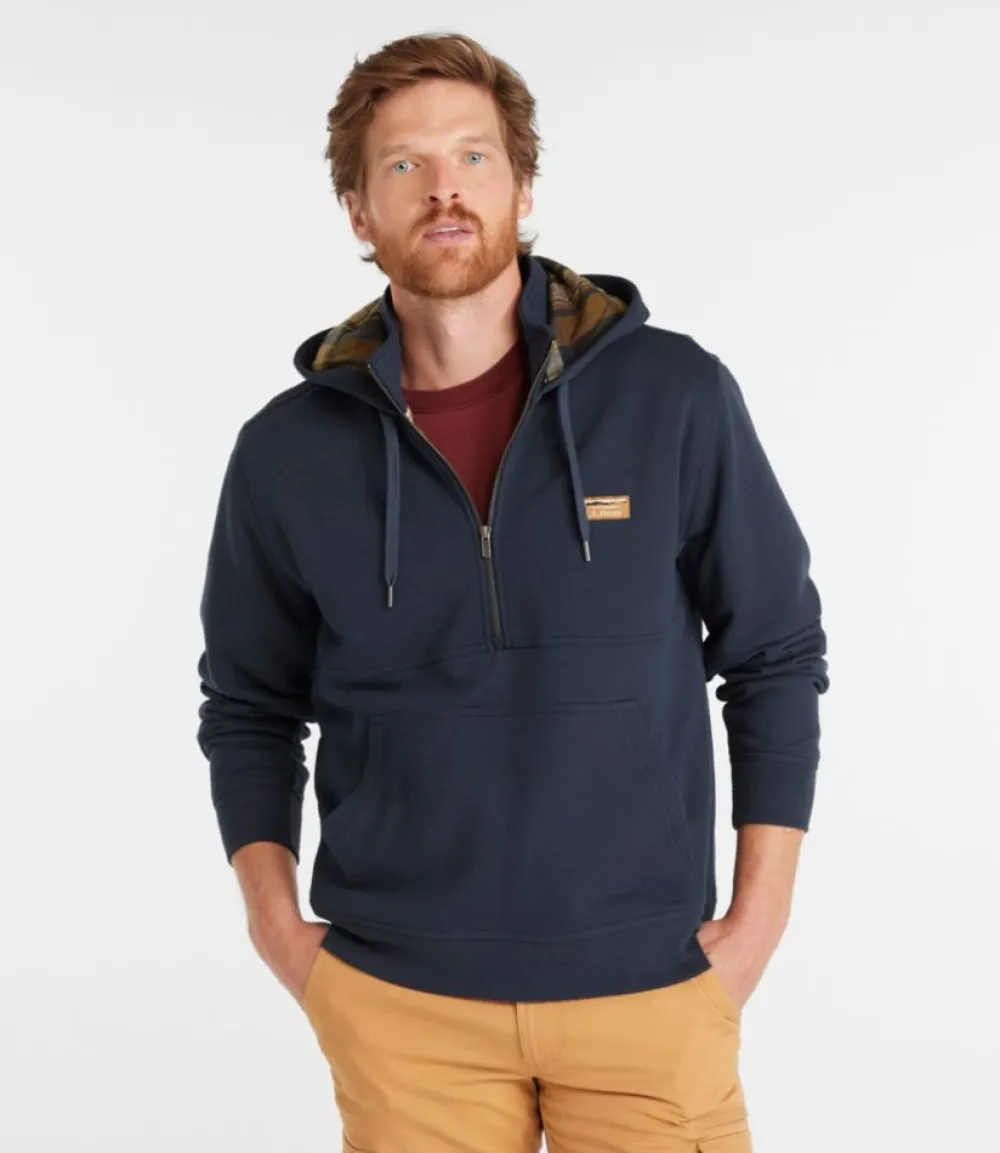 "Men's Katahdin Iron Works® Half-Zip Sweatshirt, Hooded, Flannel-Lined"-L.L.Bean New