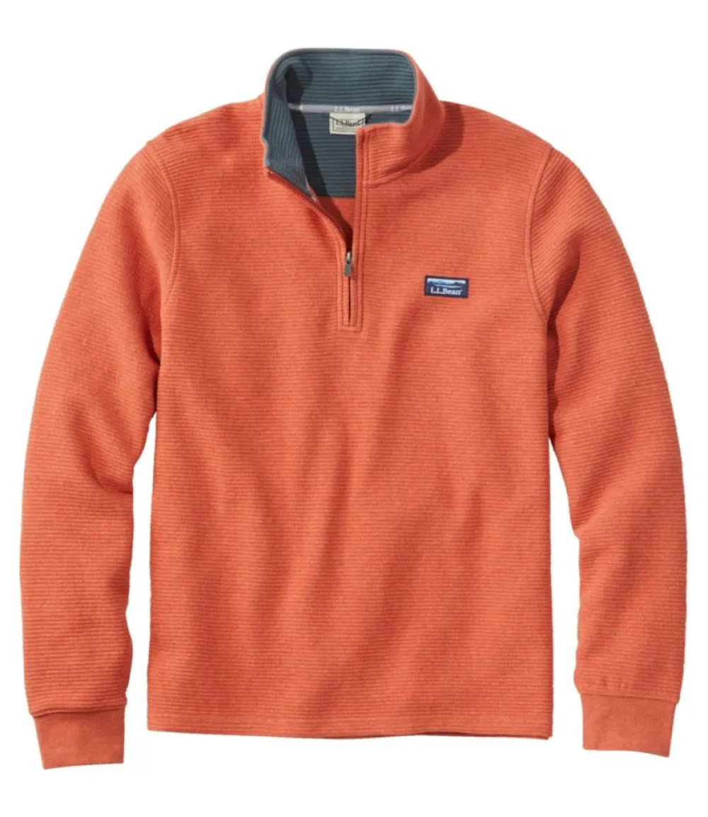 "Men's Lakewashed Double-Knit Quarter-Zip Pullover"-L.L.Bean New