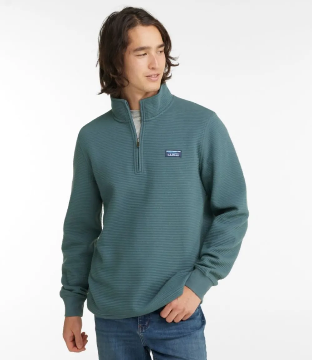 "Men's Lakewashed Double-Knit Quarter-Zip Pullover"-L.L.Bean New