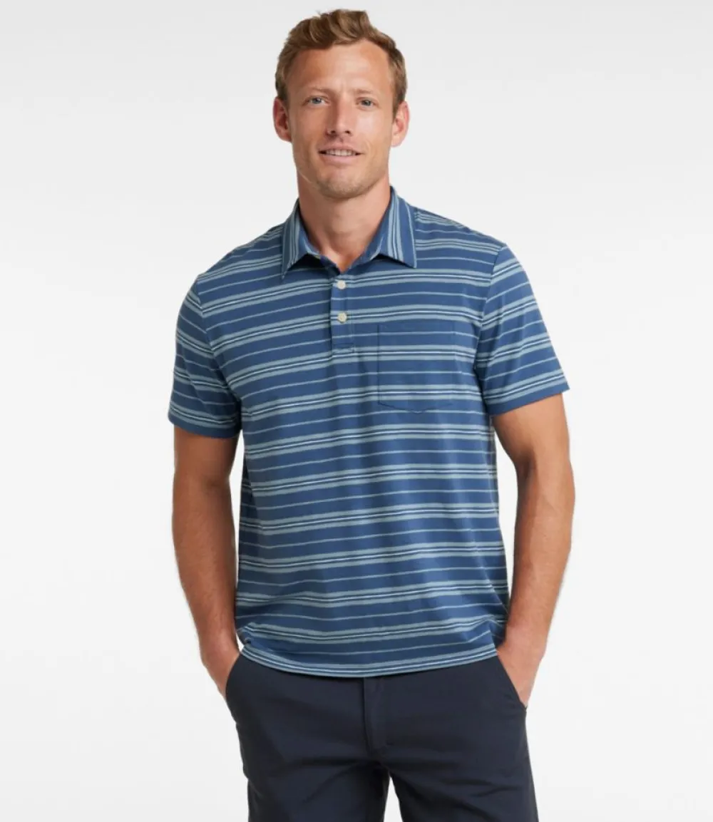 "Men's Lakewashed Performance Polo, Short-Sleeve, Stripe"-L.L.Bean Fashion