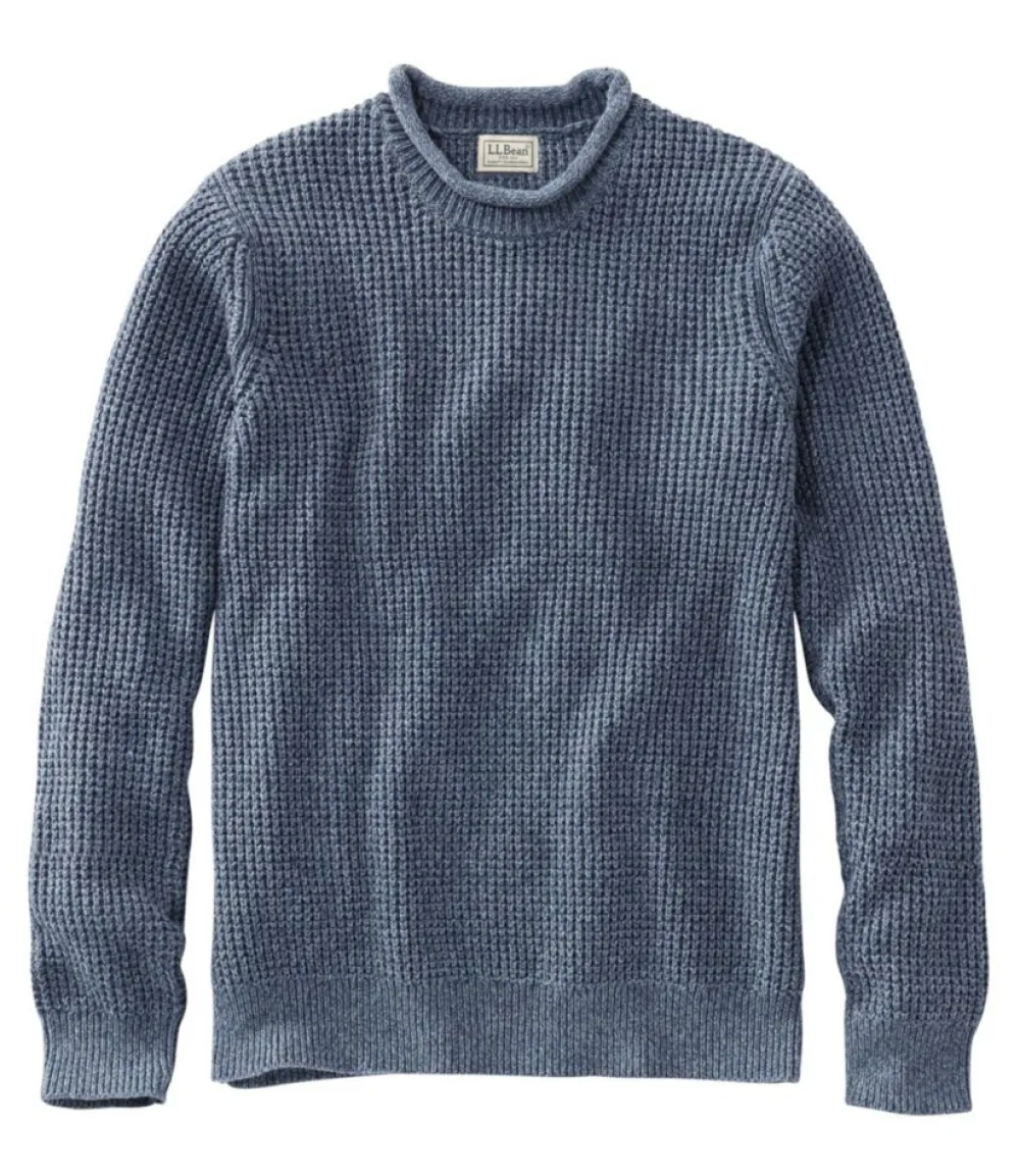 "Men's Organic Cotton Waffle Sweater, Rollneck Crew"-L.L.Bean Cheap