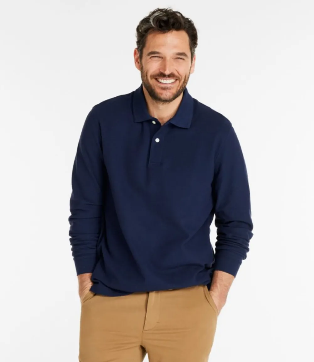 "Men's Premium Double L® Polo, Long-Sleeve Without Pocket"-L.L.Bean Hot