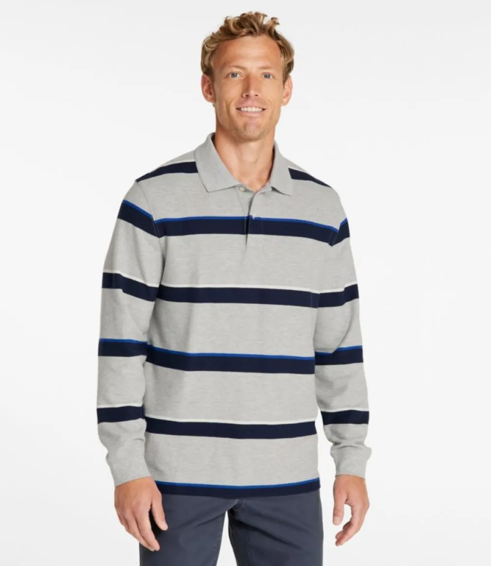 "Men's Premium Double L® Polo, Long-Sleeve Without Pocket, Stripe"-L.L.Bean Shop