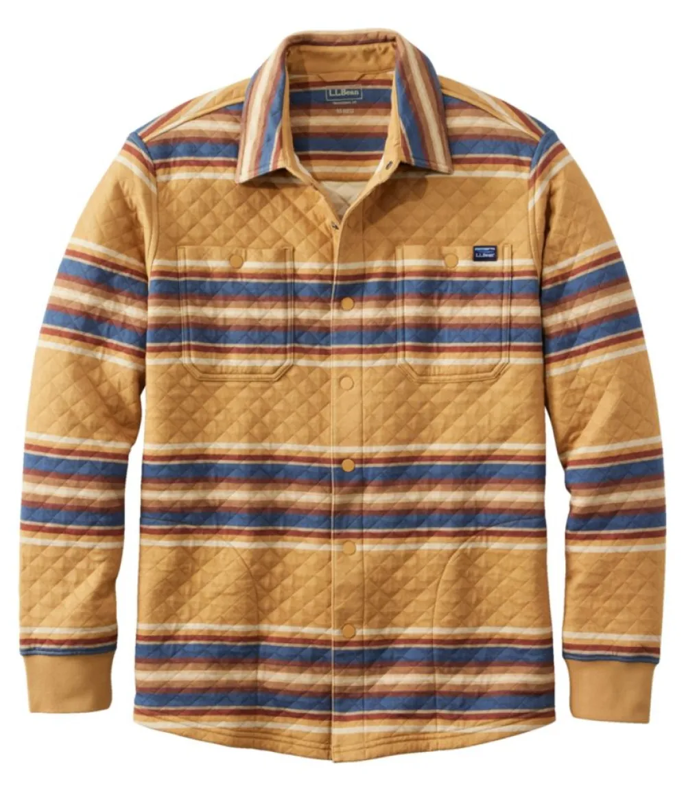 "Men's Quilted Sweatshirts, Snap Overshirt, Stripe"-L.L.Bean Clearance