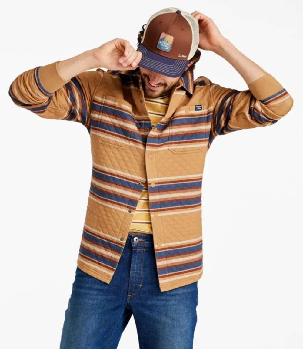 "Men's Quilted Sweatshirts, Snap Overshirt, Stripe"-L.L.Bean Clearance