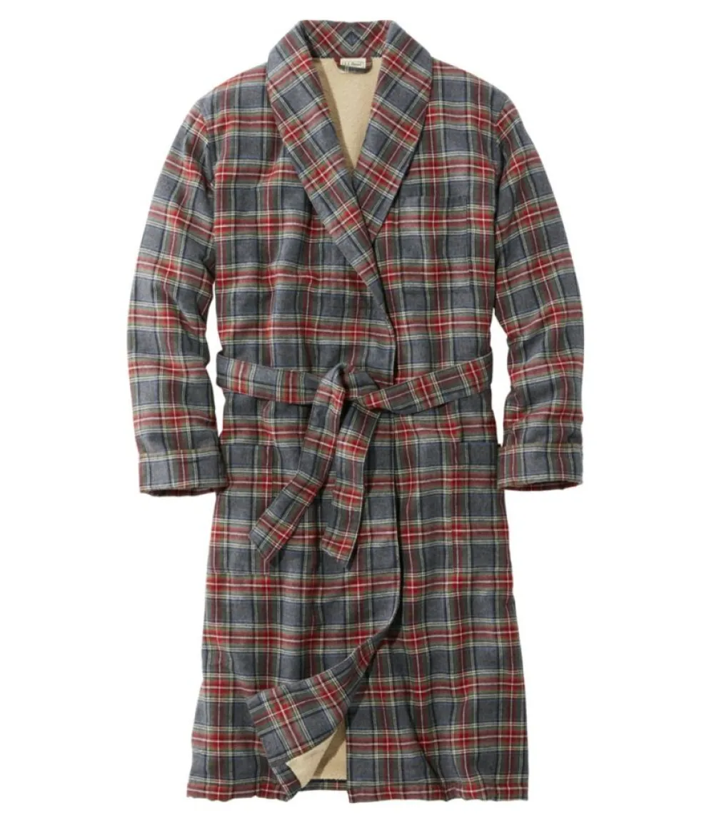 "Men's Scotch Plaid Flannel Robe, Sherpa-Lined"-L.L.Bean Cheap