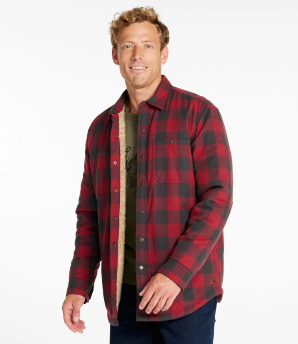 "Men's Sherpa-Lined Scotch Plaid Shirt, Slightly Fitted"-L.L.Bean Discount