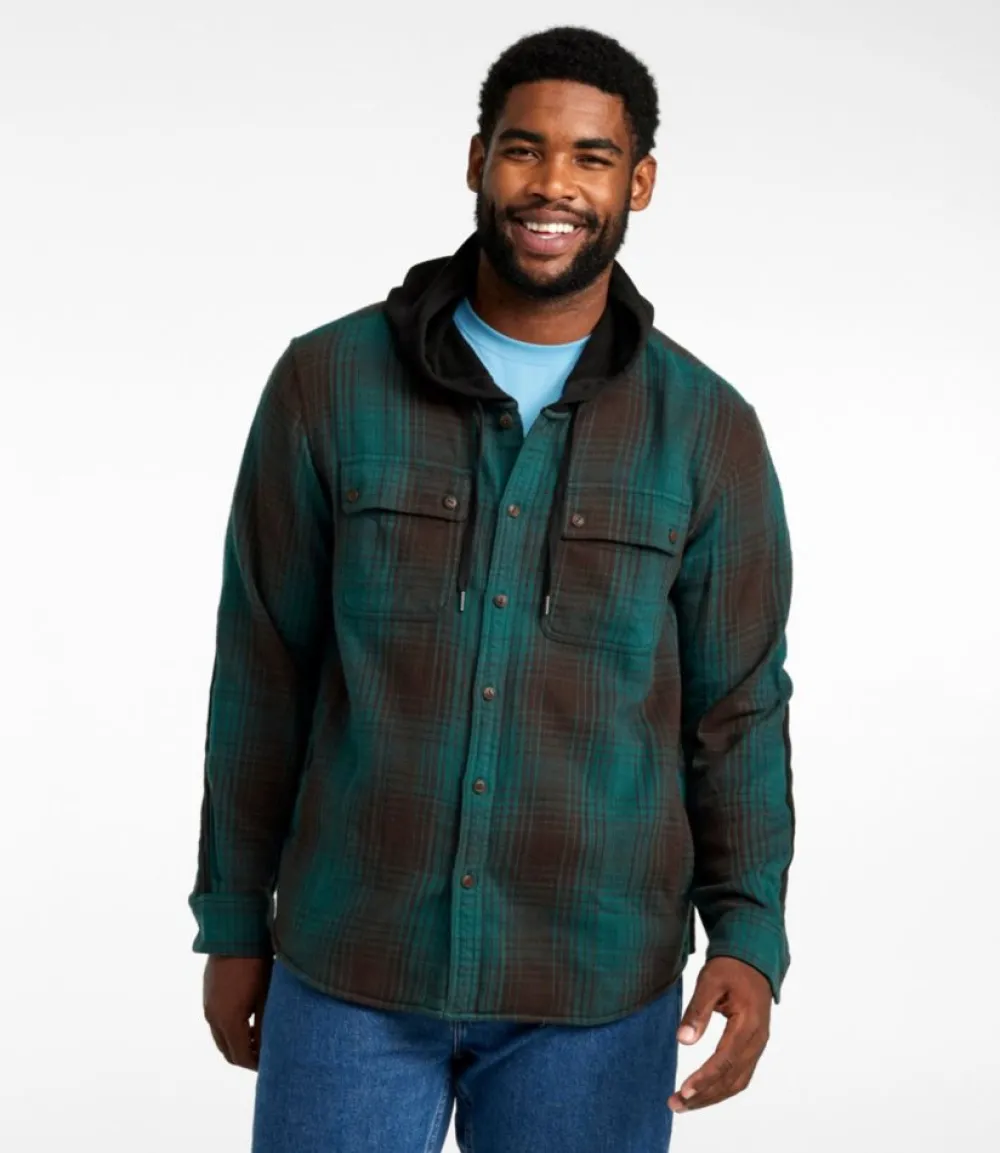 "Men's Signature Heritage Textured Flannel, Hooded Shirt Jac, Plaid"-L.L.Bean Shop
