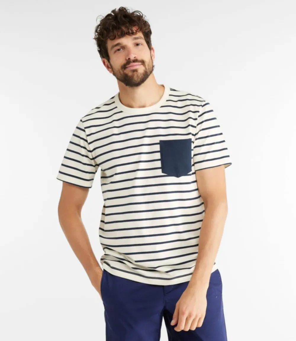 "Men's Signature Rangeley Cotton T-Shirt, Short-Sleeve, Stripe"-L.L.Bean Discount