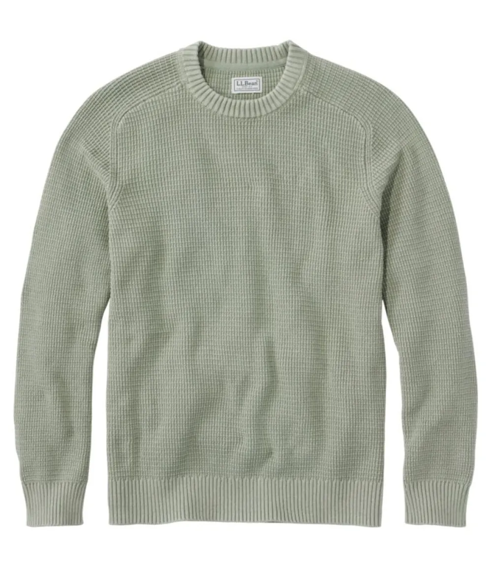 "Men's Textured Washed Cotton Sweaters, Crewneck"-L.L.Bean Outlet