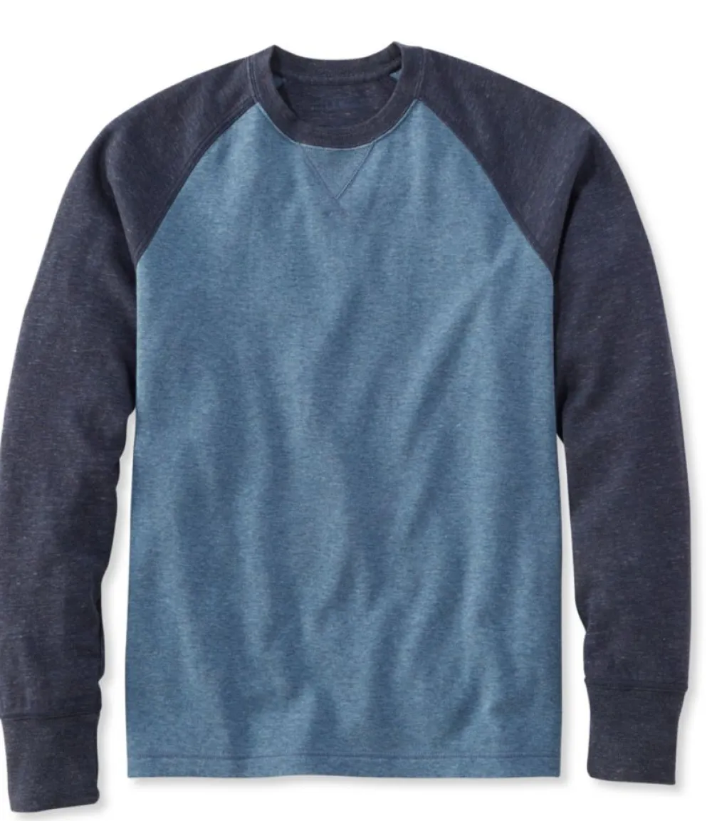 "Men's Washed Cotton Double-Knit Crewneck, Slightly Fitted Long-Sleeve Colorblock"-L.L.Bean Sale