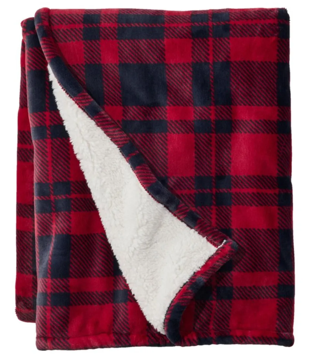 "Wicked Plush Sherpa Throw, Plaid"-L.L.Bean Online