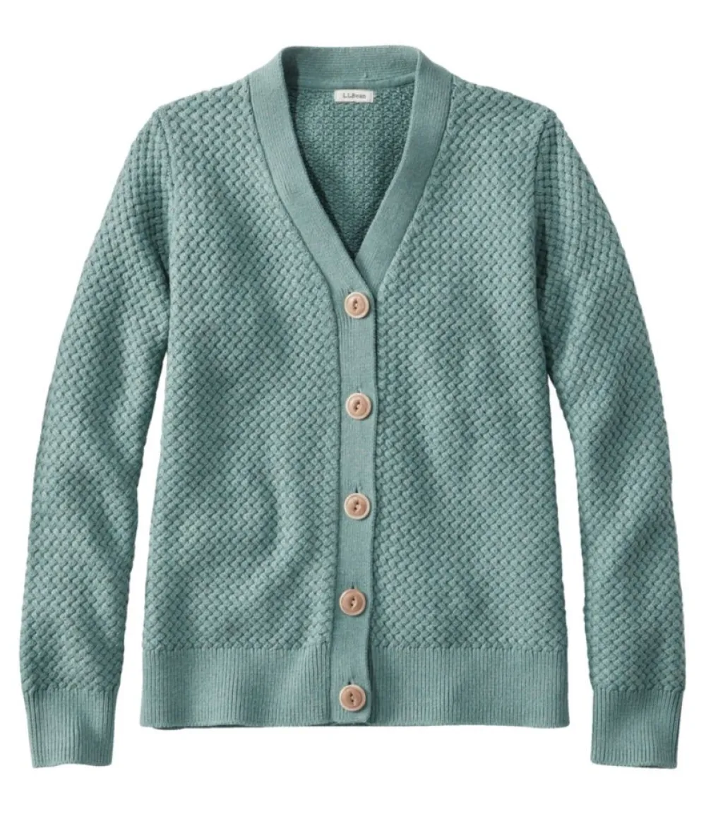 "Women's Basketweave Sweater, Button-Front Cardigan"-L.L.Bean Best