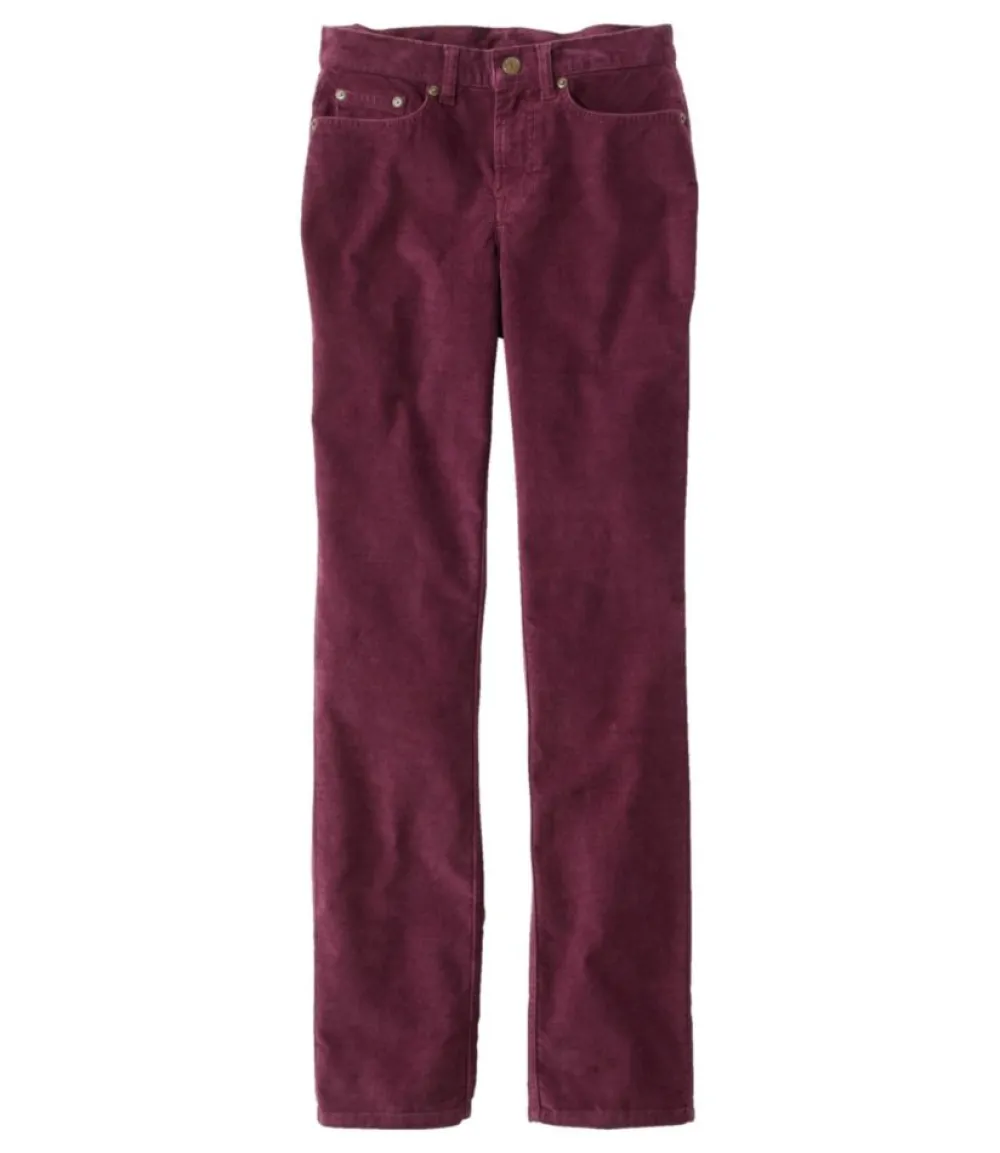 "Women's BeanFlex Five-Pocket Corduroy Pants, Mid-Rise Straight-Leg"-L.L.Bean Best