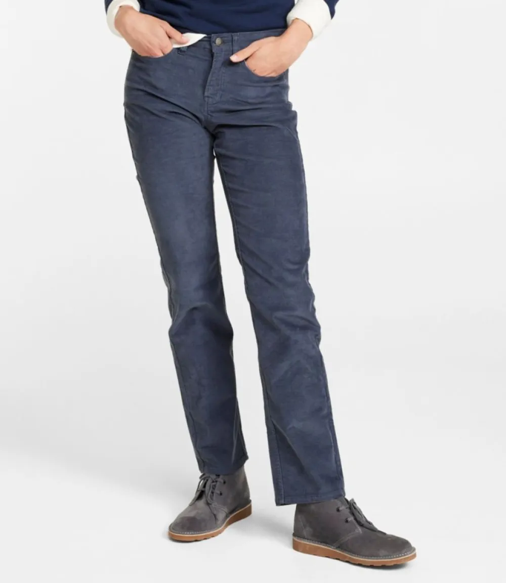 "Women's BeanFlex Five-Pocket Corduroy Pants, Mid-Rise Straight-Leg"-L.L.Bean Best