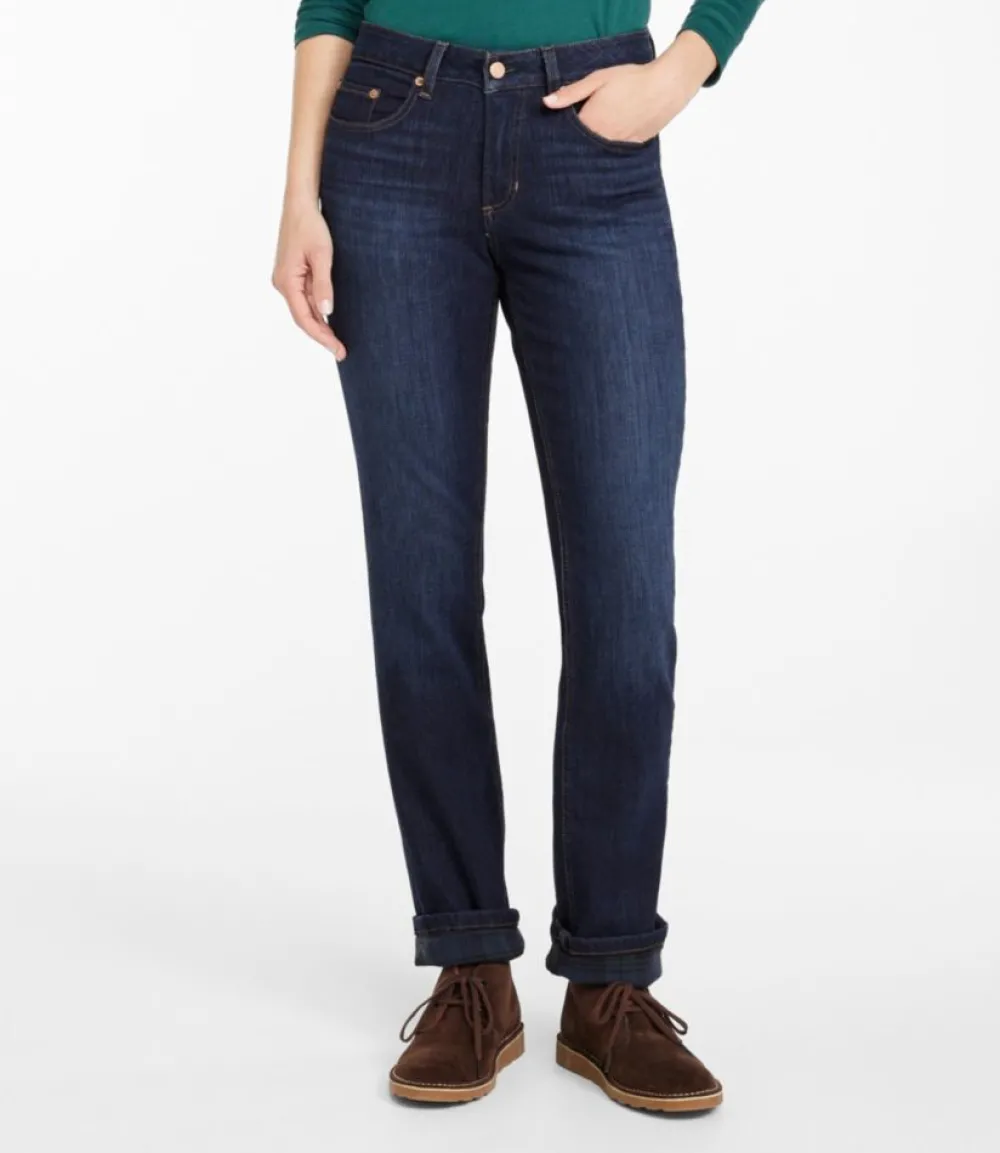 "Women's BeanFlex® Jeans, Mid-Rise Straight-Leg Lined"-L.L.Bean Cheap