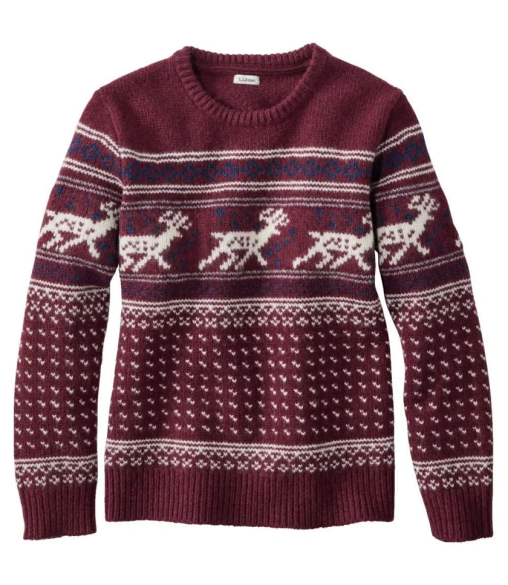 "Women's Bean's Classic Ragg Wool Crewneck Intarsia Sweater"-L.L.Bean Store