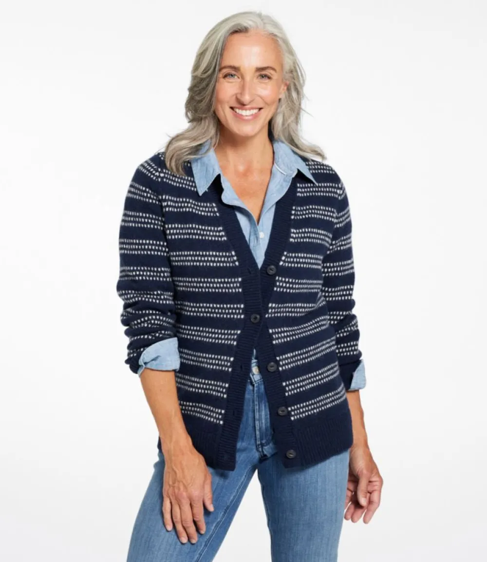 "Women's Bean's Classic Ragg Wool Sweater, Button-Front Cardigan Novelty"-L.L.Bean Clearance