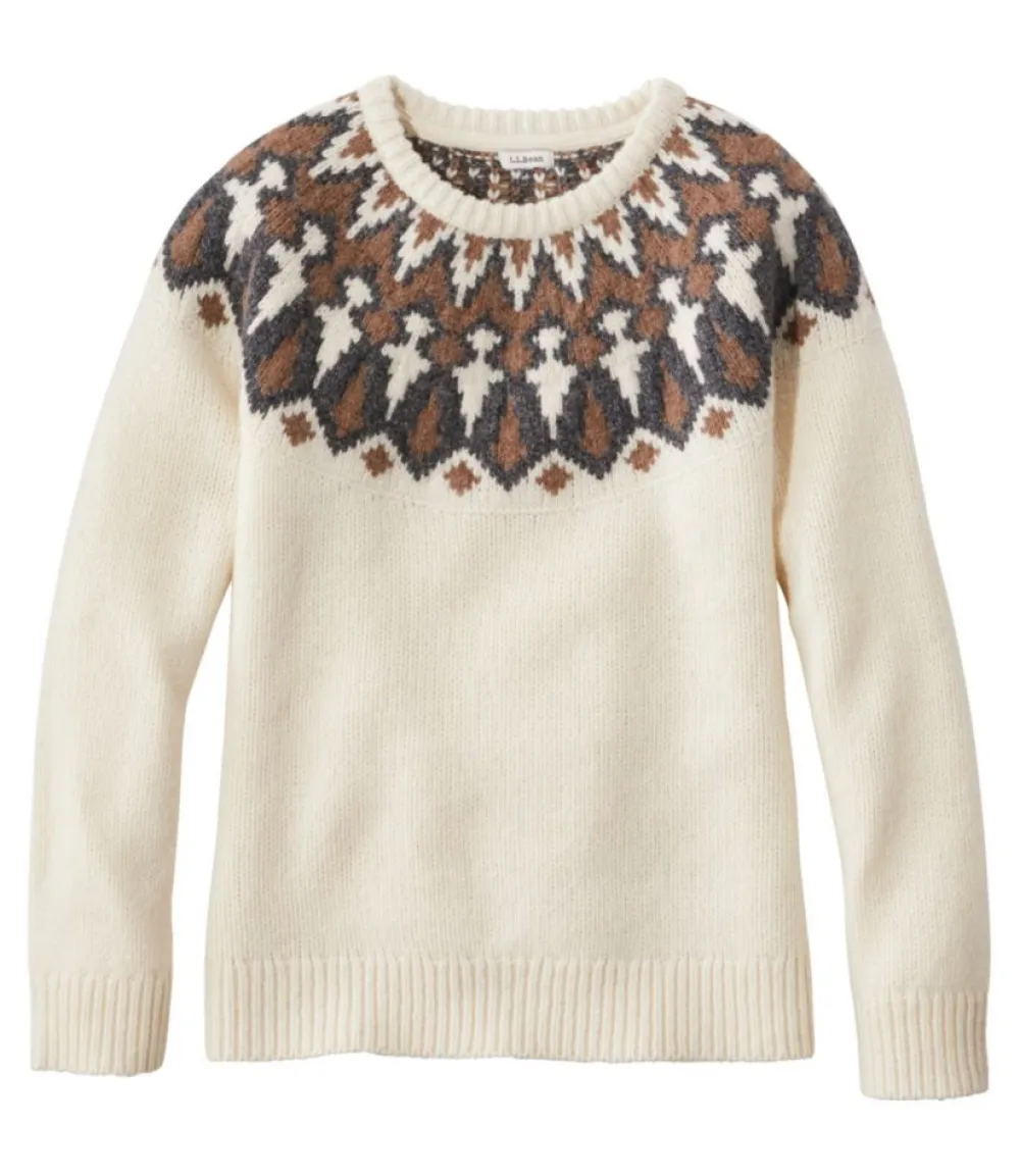 "Women's Bean's Classic Ragg Wool Sweater, Crewneck Fair Isle"-L.L.Bean Store