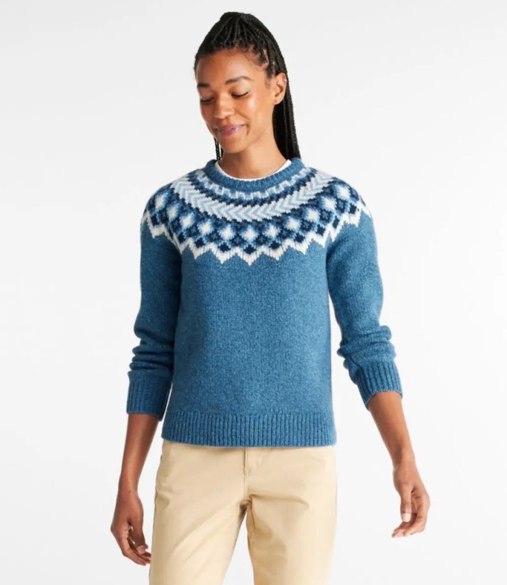 "Women's Bean's Classic Ragg Wool Sweater, Crewneck Fair Isle"-L.L.Bean Store