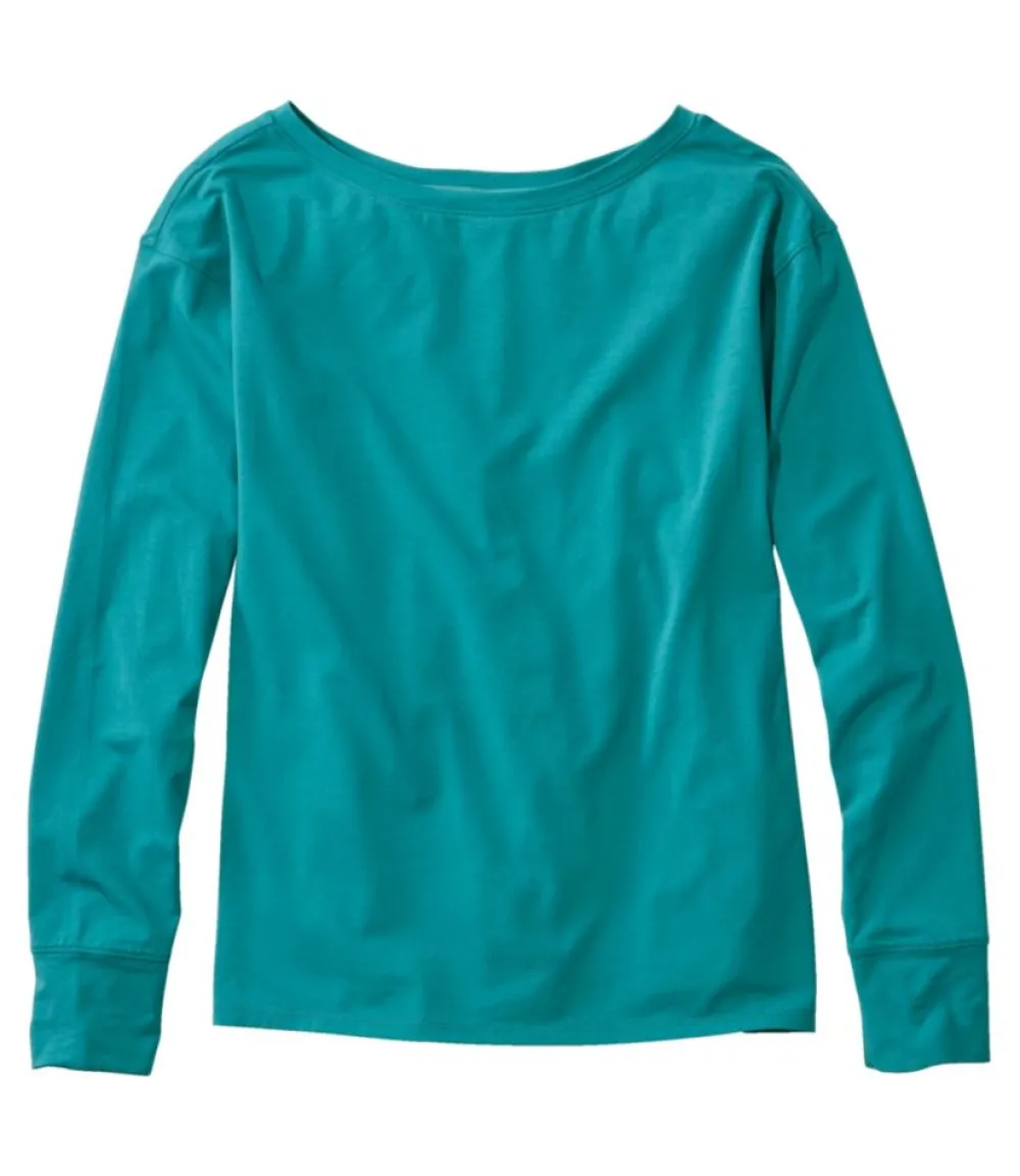 "Women's Beyond Soft Tee, Pleat-Back Long-Sleeve"-L.L.Bean Cheap