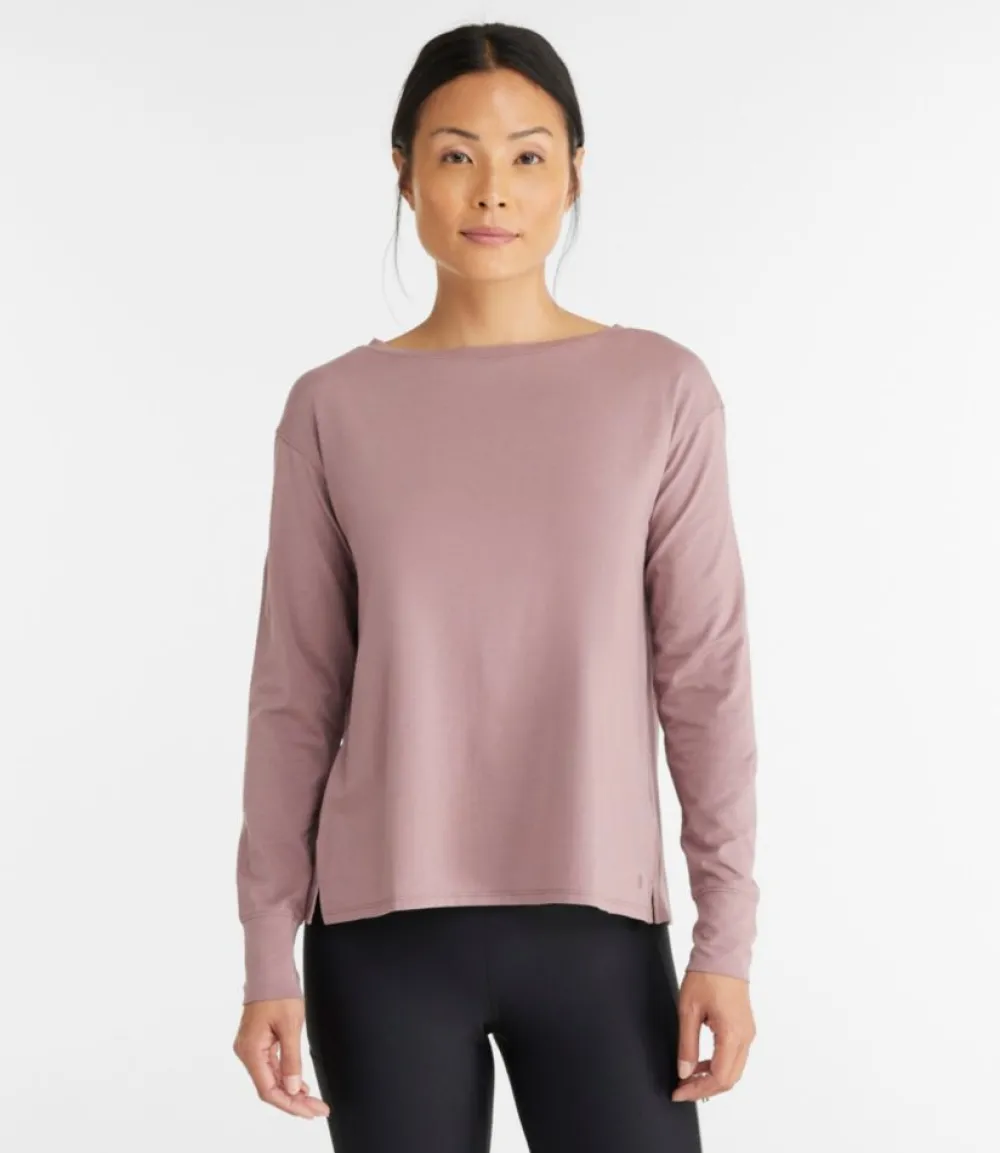 "Women's Beyond Soft Tee, Pleat-Back Long-Sleeve"-L.L.Bean Cheap