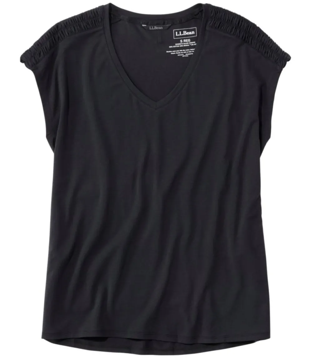 "Women's Beyond Soft V-Neck Tee, Short Sleeve"-L.L.Bean Fashion