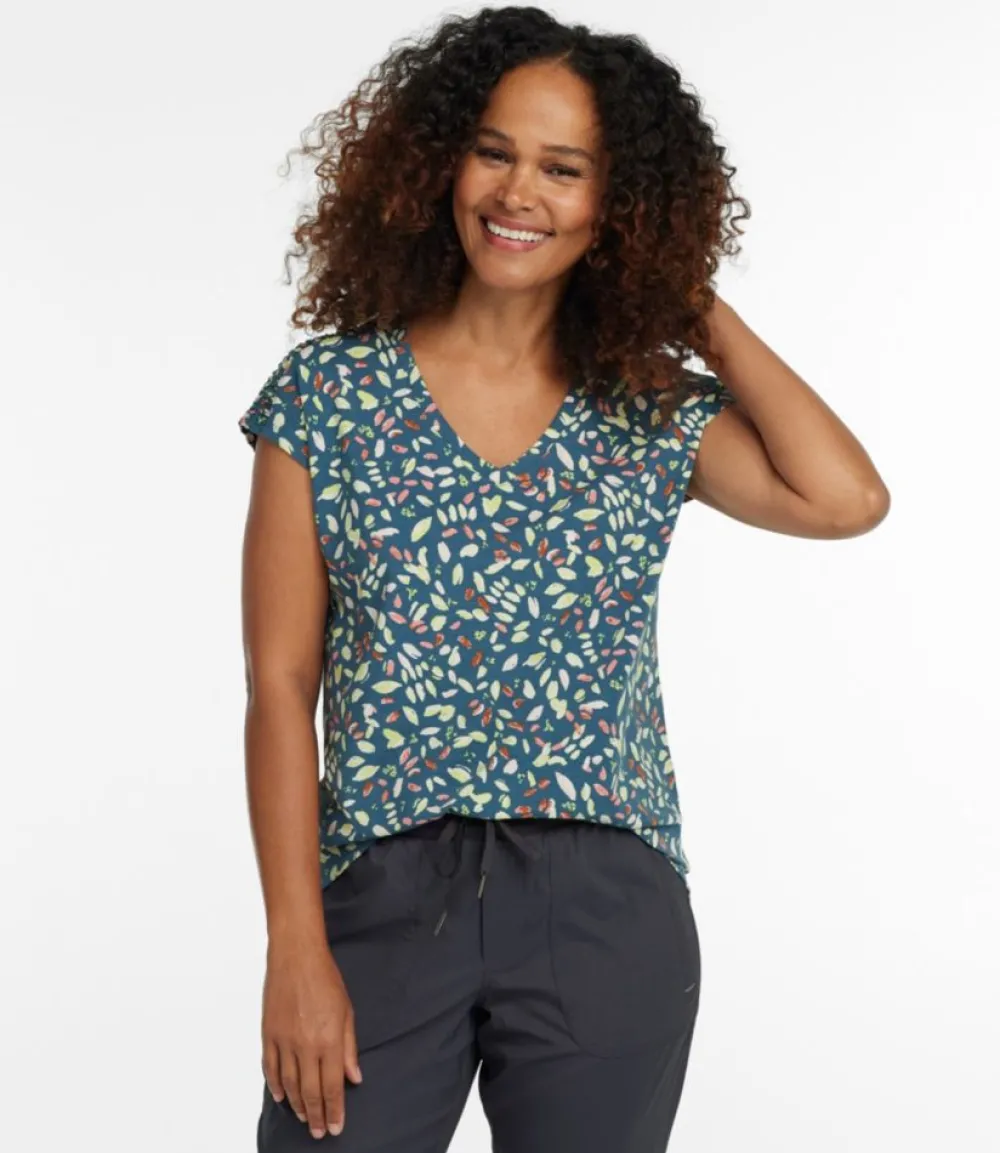 "Women's Beyond Soft V-Neck Tee, Short-Sleeve Print"-L.L.Bean Shop